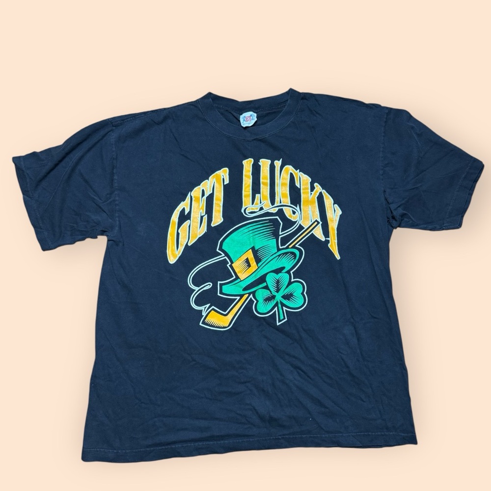 Vintage 1990s Irish Get Lucky T Shirt Men’s XL Black Vtg 90s